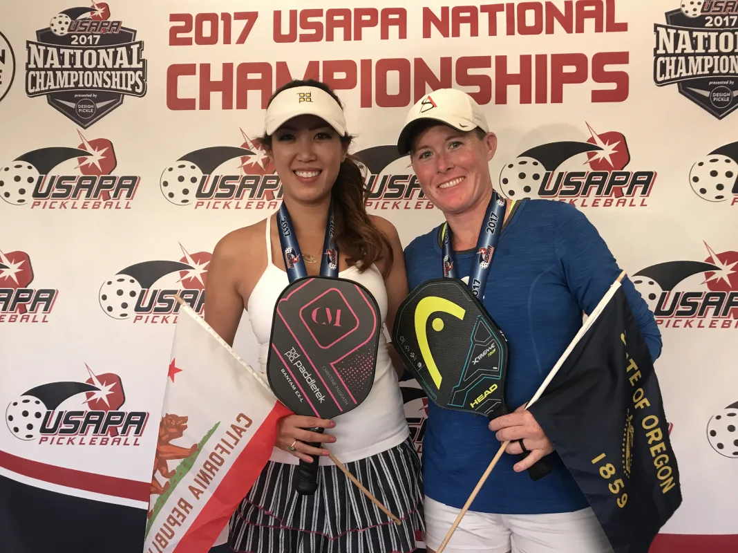 Sarah Ansboury and her partner at the 2017 USAPA National Championships