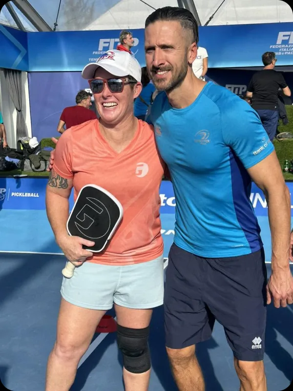 Sarah Ansboury with her mixed doubles partner