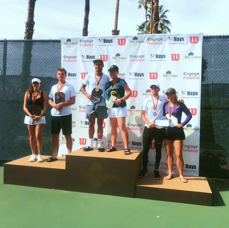 Medal ceremony on the podium at a tournament